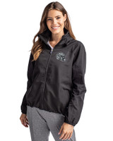 Las Vegas Raiders NFL Helmet Cutter & Buck Charter Eco Recycled Womens Full-Zip Jacket Black Front