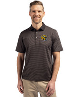 Green Bay Packers NFL Helmet Cutter & Buck Virtue Eco Pique Micro Stripe Recycled Mens Polo Black/Elemental Grey Front