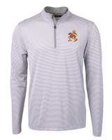 Miami Hurricanes Vintage Cutter & Buck Virtue Eco Pique Micro Stripe Recycled Mens Big & Tall Quarter Zip POLWH_MANN_HG 1