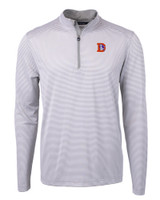 Denver Broncos Historic Cutter & Buck Virtue Eco Pique Micro Stripe Recycled Mens Big & Tall Quarter Zip POLWH_MANN_HG 1