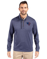 Jacksonville Jaguars Americana Cutter & Buck Stealth Heathered Mens Big and Tall  Quarter Zip Pullover Liberty Navy Front
