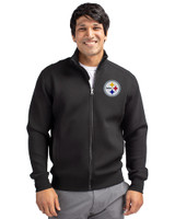 Pittsburgh Steelers Cutter & Buck Roam Eco Recycled Full Zip Mens Big & Tall Jacket Black Front