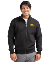 Iowa Hawkeyes Cutter & Buck Roam Eco Recycled Full Zip Mens Big & Tall Jacket Black Front