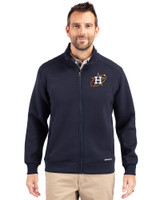 Houston Astros City Connect Cutter & Buck Roam Eco Recycled Full Zip Mens Big & Tall Jacket Navy Blue Front