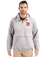 Denver Broncos Historic Cutter & Buck Charter Recycled Packable Mens Half Zip Anorak Jacket Polished Medium Gray Front