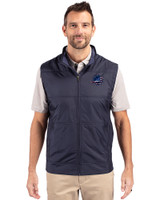 Miami Dolphins Americana Cutter & Buck Stealth Hybrid Quilted Mens Big and Tall Windbreaker Vest Liberty Navy Front