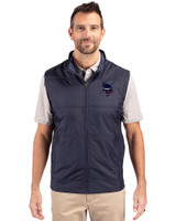 Minnesota Vikings Americana Cutter & Buck Stealth Hybrid Quilted Mens Big and Tall Windbreaker Vest Liberty Navy Front