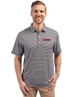 UConn Huskies Cutter & Buck Forge Eco Double Stripe Stretch Recycled Mens Polo Navy Blue/White Front