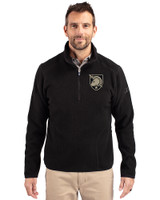 Army Black Knights Cutter & Buck Cascade Eco Sherpa Fleece Mens Big & Tall Quarter Zip Jacket Black Front