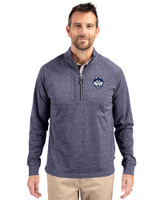 UConn Huskies - Cutter & Buck Adapt Eco Knit Heather Mens Quarter Zip Pullover Navy Blue Heather Front