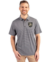 Army Black Knights Cutter & Buck Forge Eco Heather Stripe Stretch Recycled Mens Polo Black Heather Front
