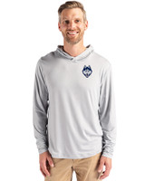 UConn Huskies - Cutter & Buck Coastline Epic Comfort Recycled Mens Hooded Shirt CONCRETE Front