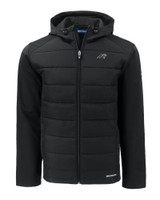 Carolina Panthers Mono Cutter & Buck Evoke Hybrid Eco Softshell Recycled Full Zip Mens Hooded Jacket BL_MANN_HG 1