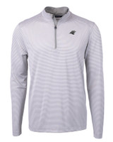 Carolina Panthers Mono Cutter & Buck Virtue Eco Pique Micro Stripe Recycled Mens Quarter Zip POLWH_MANN_HG 1