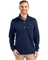 Pittsburgh Steelers Americana Cutter & Buck Traverse Stretch Eco Quarter Zip Mens Big and Tall Pullover Liberty Navy Front