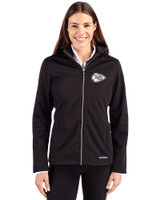 Kansas City Chiefs Mono Cutter & Buck Evoke Softshell Recycled Full Zip Womens Jacket Black Front