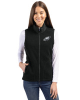 Philadelphia Eagles Mono Cutter & Buck Cascade Eco Fleece Womens Vest Black Front