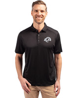 Los Angeles Rams Mono Cutter & Buck Forge Eco Stretch Recycled Mens Polo Black Front