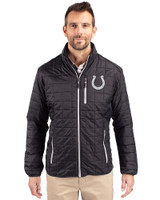 Indianapolis Colts Mono Cutter & Buck Rainier PrimaLoft® Mens Eco Insulated Full Zip Puffer Jacket Black Front