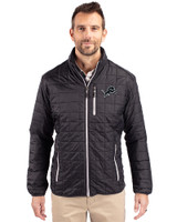 Detroit Lions Mono Cutter & Buck Rainier PrimaLoft® Mens Eco Insulated Full Zip Puffer Jacket Black Front