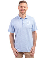 Indianapolis Colts Monochromatic Cutter & Buck Virtue Recycled Botanical Print Featherlight Pique Mens  Polo Atlas Light Blue Front