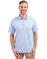 New Orleans Saints Monochromatic Cutter & Buck Virtue Recycled Botanical Print Featherlight Pique Mens  Polo Atlas Light Blue Front