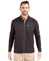 Buffalo Bills Mono Cutter & Buck Adapt Eco Knit Hybrid Recycled Mens Full Zip Jacket Black Front