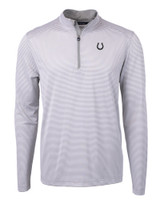 Indianapolis Colts Mono Cutter & Buck Virtue Eco Pique Micro Stripe Recycled Mens Quarter Zip POLWH_MANN_HG 1