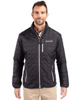 New Orleans Saints Monochromatic Cutter & Buck Rainier Recycled Insulated Puffer Mens Big & Tall Full Zip Jacket Black Front