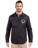 Indianapolis Colts Mono Cutter & Buck Rainier PrimaLoft® Mens Eco Insulated Quilted Shirt Jacket Black Front
