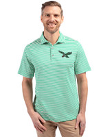 Philadelphia Eagles Historic -  Cutter & Buck Virtue Eco Pique Stripe Recycled Mens Polo Kelly Green Front
