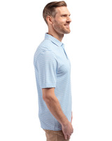 Los Angeles Chargers Mono Cutter & Buck Virtue Eco Pique Stripe Recycled Mens Polo Atlas Light Blue Side