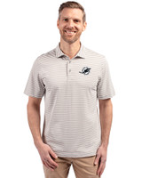 Miami Dolphins Mono Cutter & Buck Virtue Eco Pique Stripe Recycled Mens Polo POL_PRO_HG 