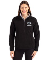 Green Bay Packers Mono Cutter & Buck Cascade Eco Fleece Womens Pullover Jacket Black Front