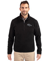Denver Broncos Mono Cutter & Buck Cascade Eco Fleece Mens Quarter Zip Jacket Black Front