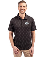 Kansas City Chiefs Mono Cutter & Buck Virtue Eco Pique Tile Print Recycled Mens Big & Tall Polo Black Front