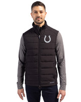 Indianapolis Colts Mono Cutter & Buck Evoke Hybrid Softshell Recycled Mens Full Zip Vest Black Front