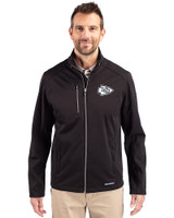 Kansas City Chiefs Mono Cutter & Buck Evoke Softshell Recycled Full Zip Mens Jacket Black Front