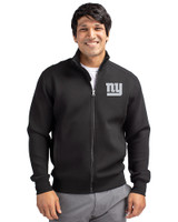 New York Giants Mono Cutter & Buck Roam Eco Recycled Full Zip Mens Big & Tall Jacket Black Front