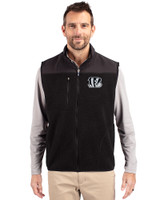 Cincinnati Bengals Mono Cutter & Buck Cascade Eco Sherpa Mens Big and Tall Fleece Vest Black Front