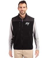 Tampa Bay Buccaneers Mono Cutter & Buck Cascade Eco Sherpa Mens Big and Tall Fleece Vest Black Front