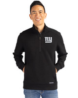 New York Giants Mono Cutter & Buck Roam Epic Versatility Recycled Quarter Zip Mens Pullover Black Front