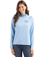 Baltimore Ravens Mono Cutter & Buck Coastline Epic Comfort Recycled Womens Funnel Neck Atlas Light Blue Front