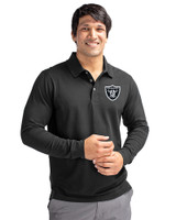  Las Vegas Raiders Mono Cutter & Buck Advantage Eco Tri-Blend Pique Mens Big and Tall Long Sleeve Polo BL_PRO_HG 