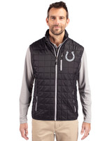 Indianapolis Colts Mono Cutter & Buck Rainier PrimaLoft® Mens Eco Insulated Full Zip Puffer Vest Black Front