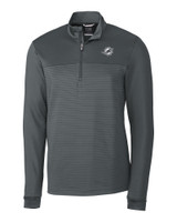 Miami Dolphins Mono Cutter & Buck Traverse Stretch Stripe Eco Quarter Zip Mens Pullover EG_MANN_HG 1