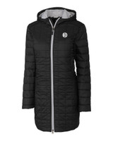 Pittsburgh Steelers Mono Cutter & Buck Rainier PrimaLoft®  Womens Eco Insulated Hooded Long Coat BL_MANN_HG 1