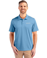 New Orleans Saints Mono Cutter & Buck Prospect Eco Textured Stretch Recycled Mens Short Sleeve Polo Atlas Light Blue Front