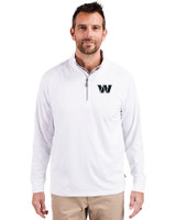Washington Commanders Mono Cutter & Buck Adapt Eco Knit Stretch Recycled Mens Quarter Zip Pullover WH_PRO_HG 