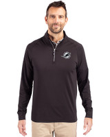 Miami Dolphins Mono Cutter & Buck Adapt Eco Knit Stretch Recycled Mens Quarter Zip Pullover BL_PRO_HG 